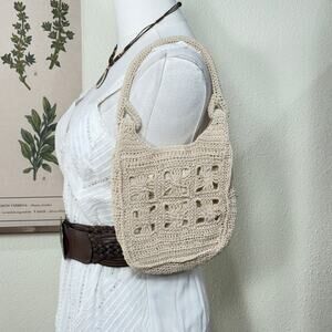 Small Tan Crochet Bag Cottagecore Prairie Western Coastal Grandma Cowgirl Beachy